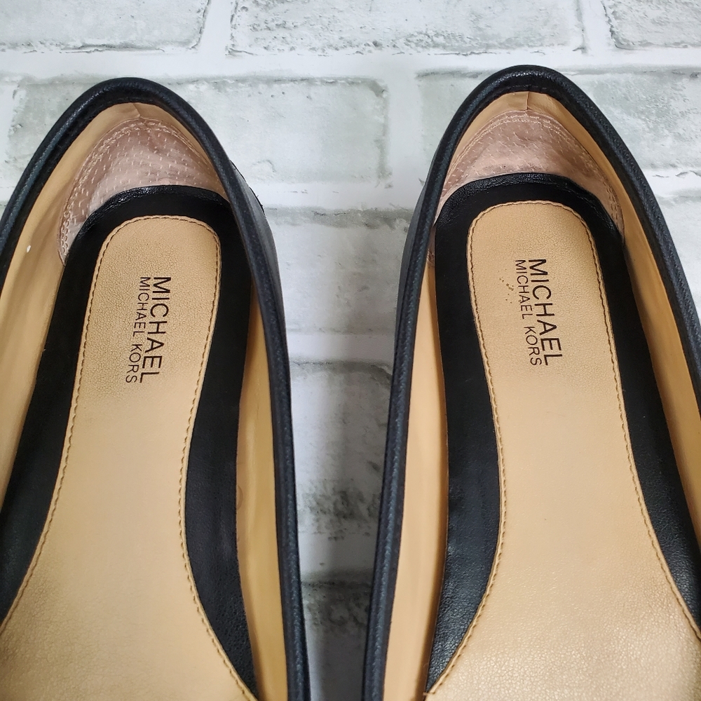 Michael Kors Signature Logo Black Leather Flats Size 6 - Picture 9 of 11